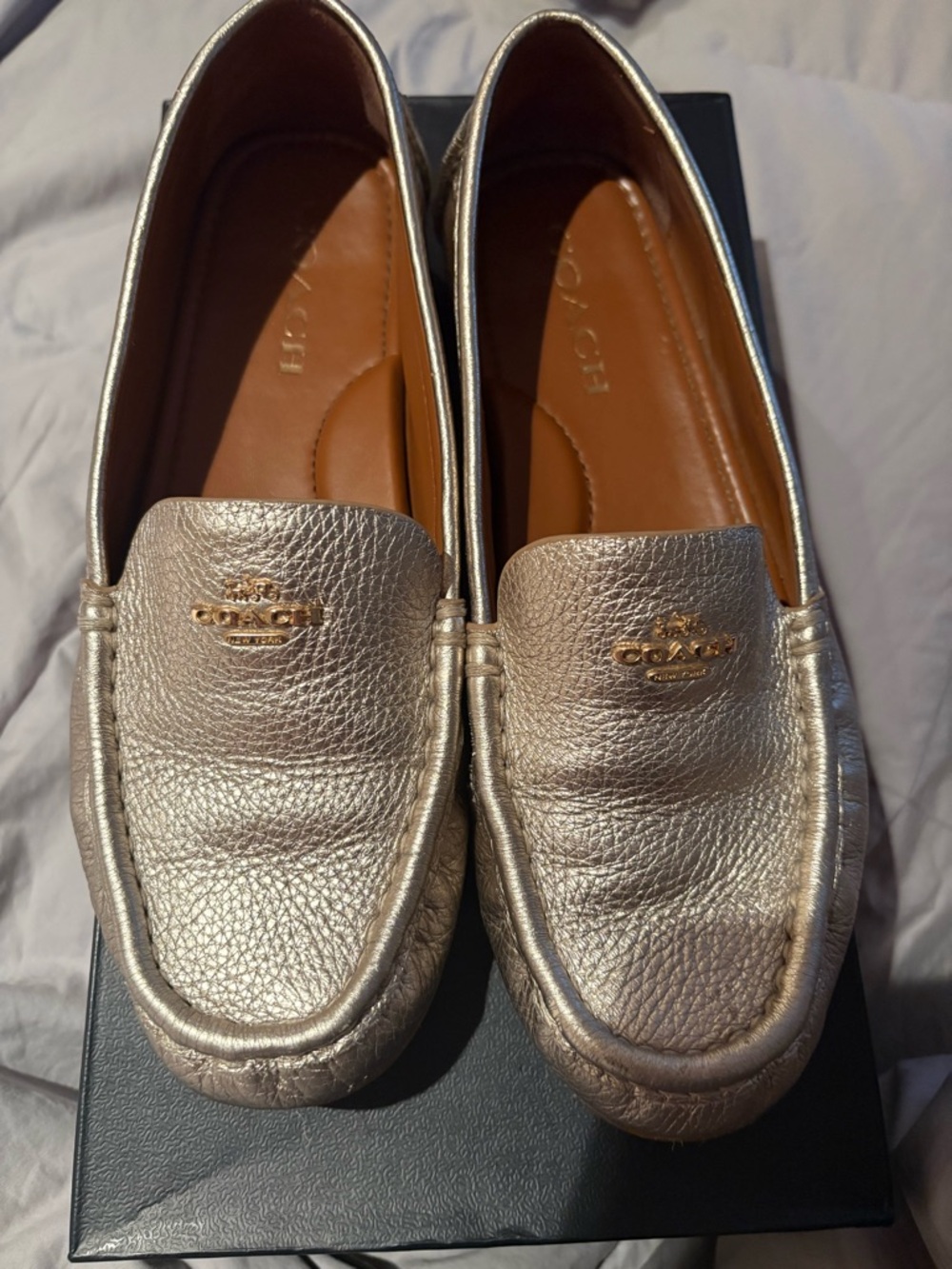 Coach Women's Marley Silver Leather Loafers